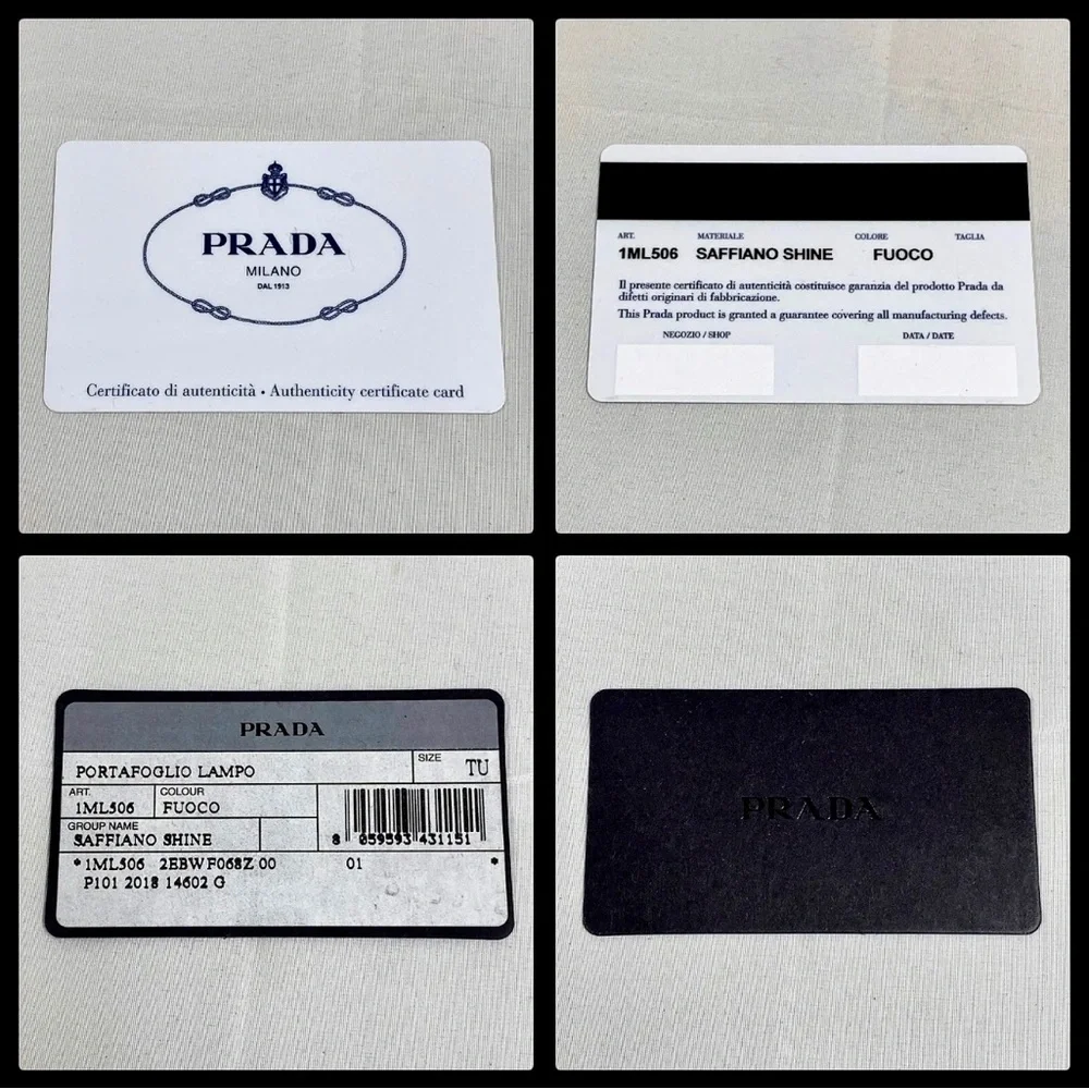 Auth PRADA Bundle Long Wallet Saffiano Shine Fuoco Red Leather, Box & Card - Picture 12 of 12